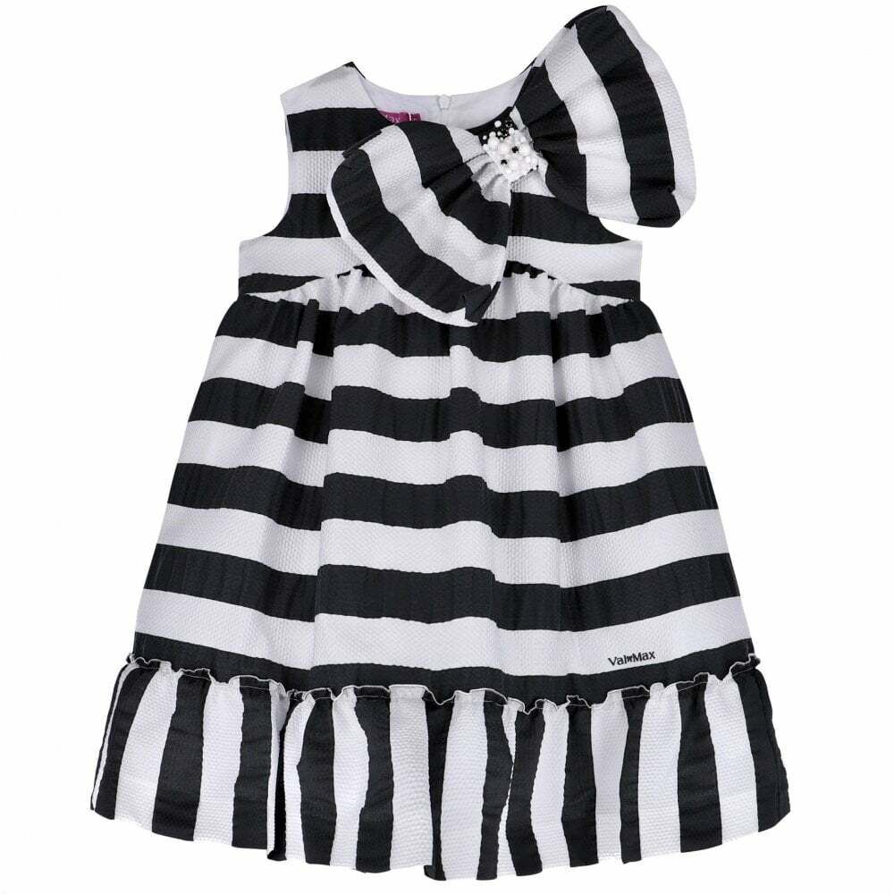 Valmax Girls Black ☀ White Stripe Dress ...